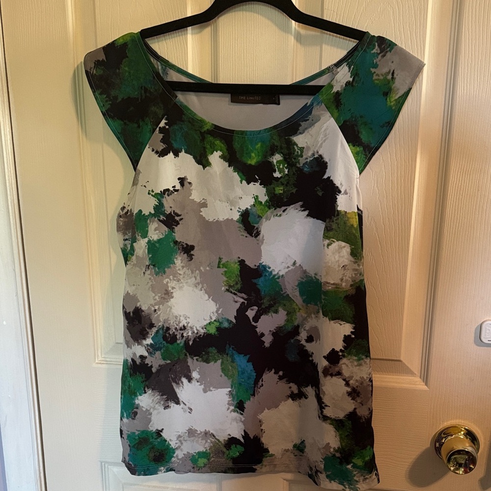 The Limited Green and Black Abstract Blouse